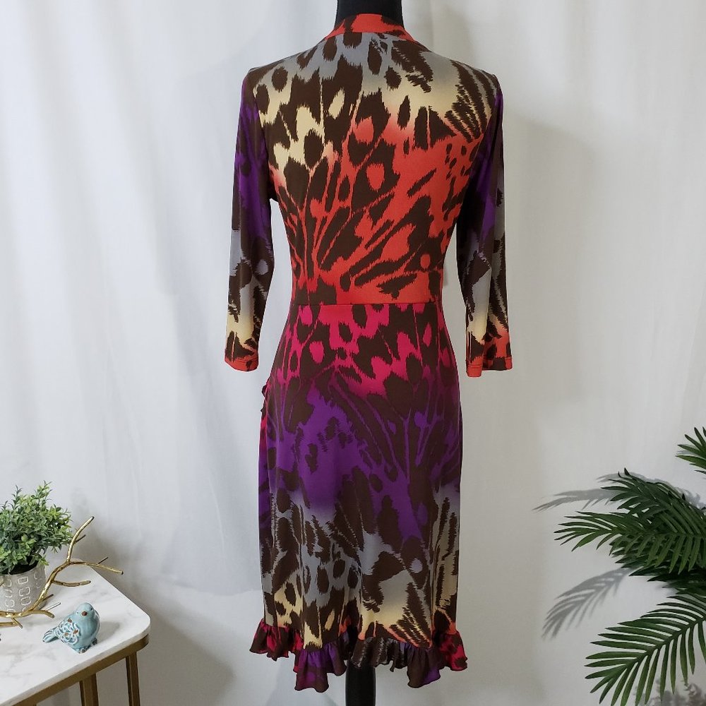 MESMERIZE PRINT CORAL-PURPLE-BROWN DRESS - SMALL - Picture 7 of 13